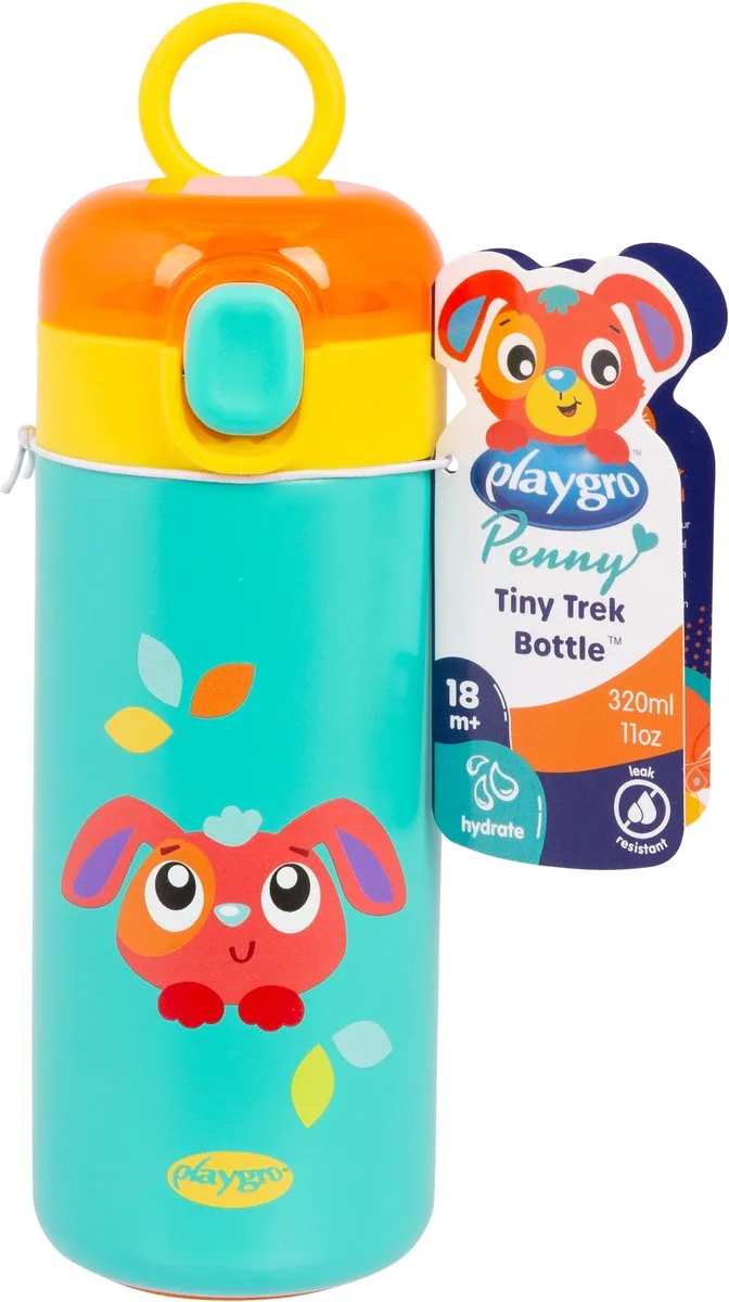 Penny Geïsoleerde Drinkfles met Rietje - Flip-top Dop - RVS - BPA-vrij - 320 ml - Vanaf 18 maanden by Playgro in Multi Coloured – product photo