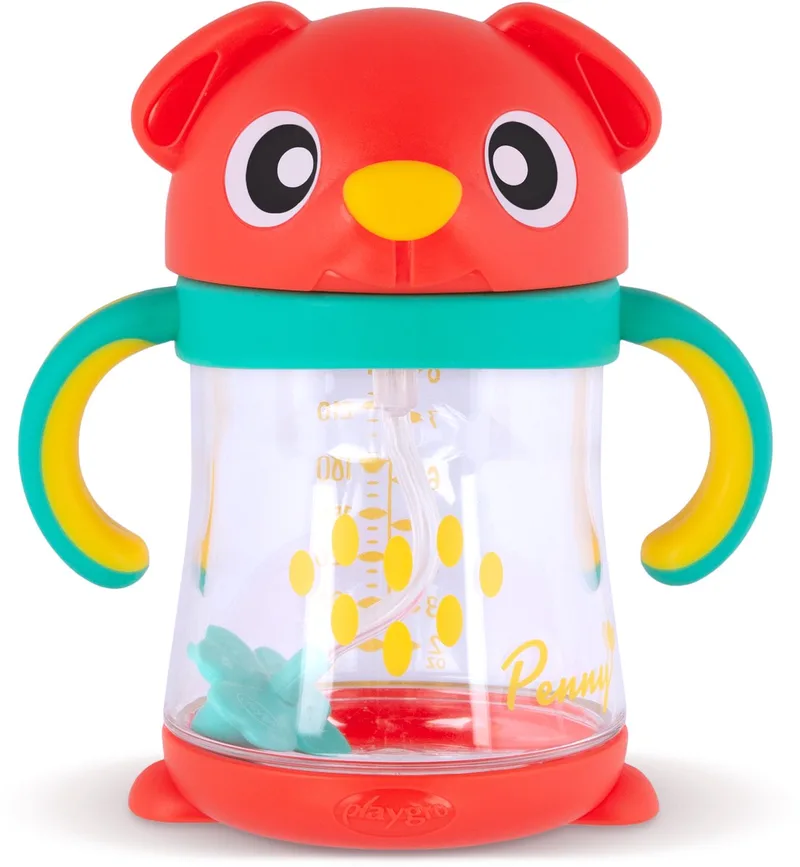Penny Rietjesbeker met Verzwaard Rietje - Antilek - BPA-vrij - Vanaf 6 maanden - 240 ml - Magnetronbestendig van Playgro in Multi Coloured – productfoto