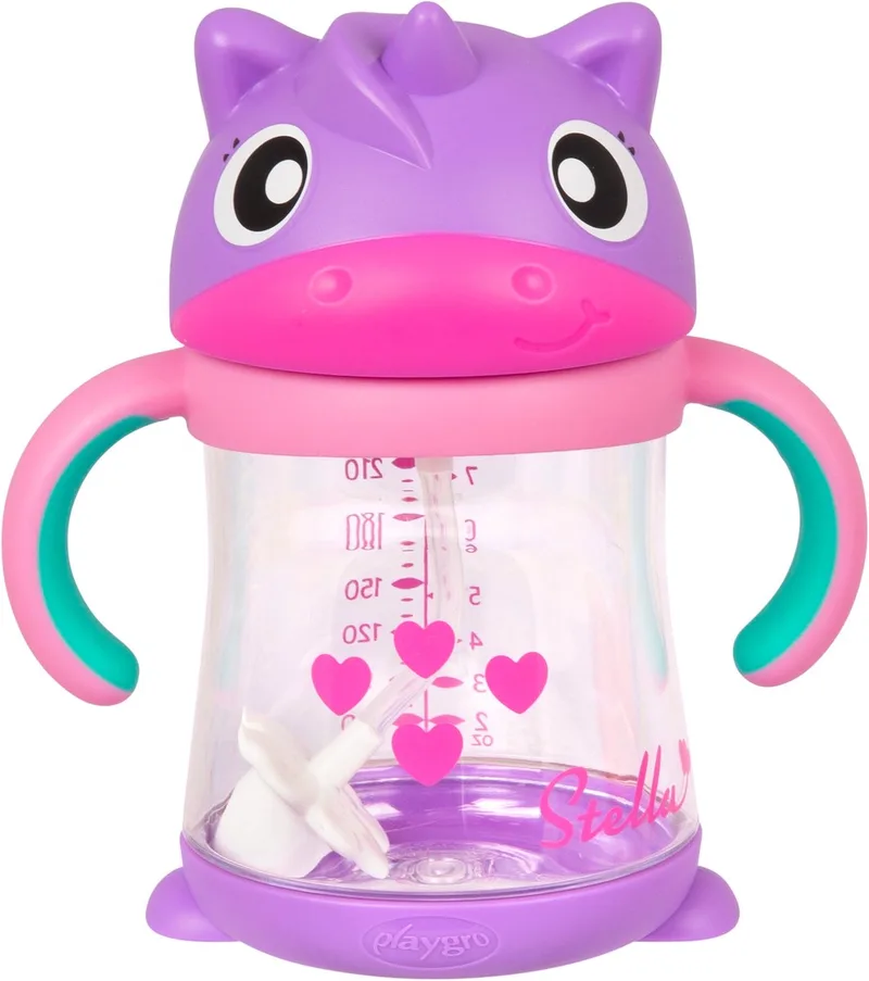 Stella Rietjesbeker met Verzwaard Rietje - Antilek - BPA-vrij - Vanaf 6 maanden - 240 ml - Kunststof by Playgro in Multi Coloured – product photo