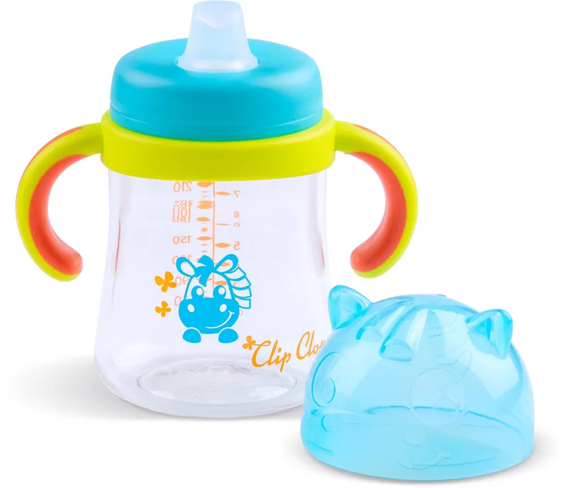Tuitbeker Baby – Clip Clop Oefenbeker met Zachte Siliconen Tuit en Handvatten – Tritan – BPA-vrij – Vanaf 4 maanden by Playgro in Multi Coloured – product photo