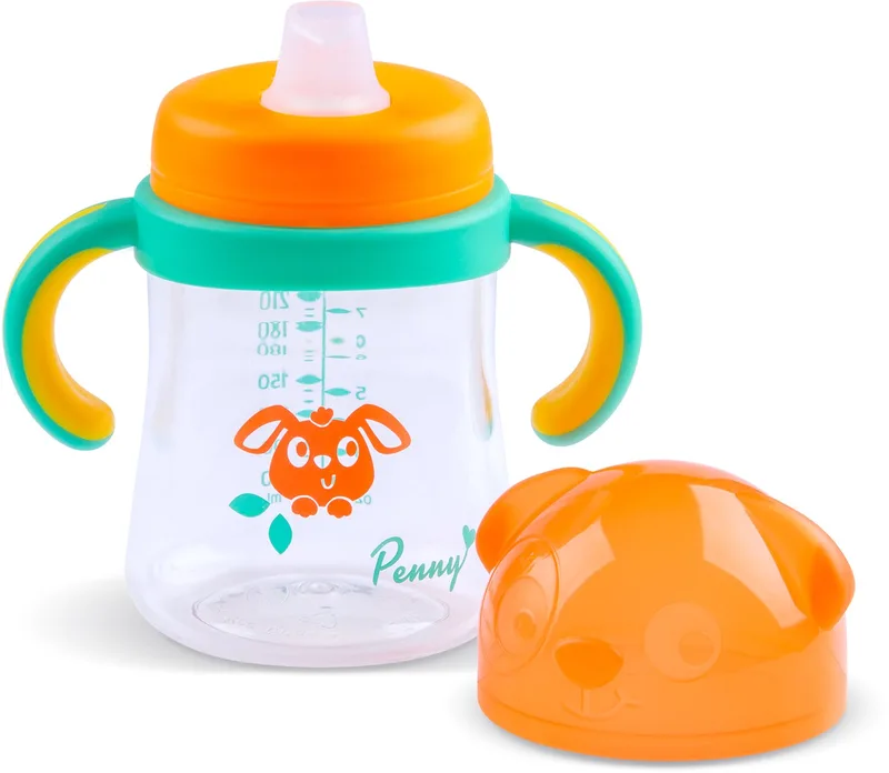 Tuitbeker Baby – Penny Puppy Oefenbeker met Zachte Siliconen Tuit en Handvatten – Tritan – BPA-vrij – Vanaf 4 maanden van Playgro in Multi Coloured – productfoto
