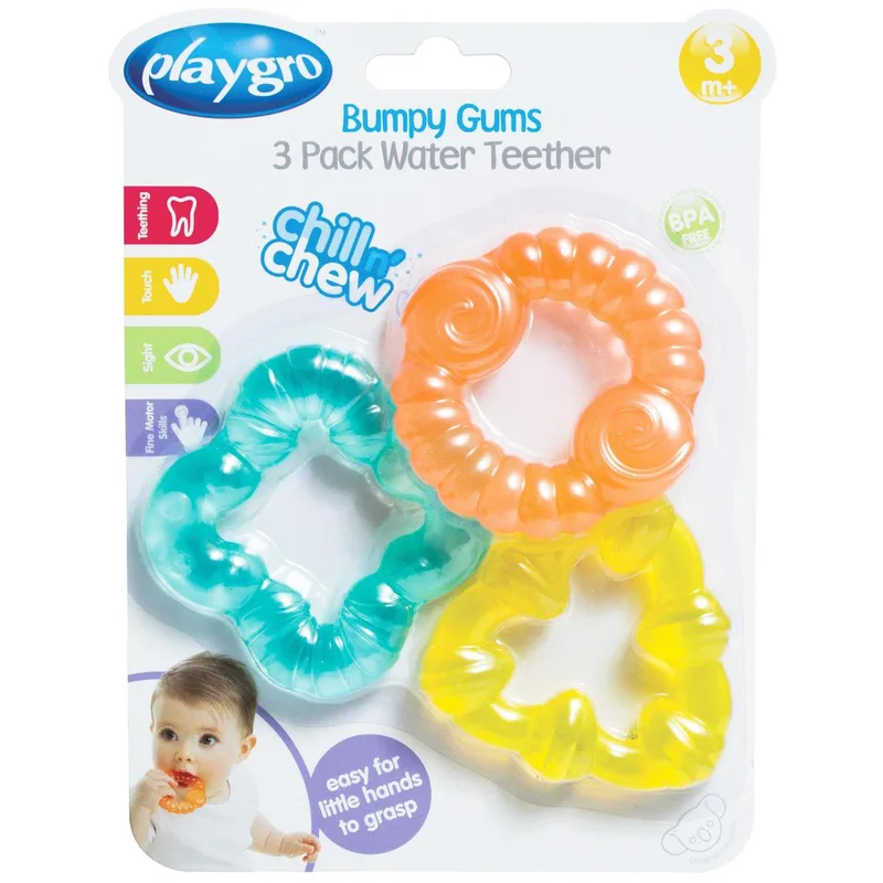 Verkoelende Waterbijtringen - Set van 3 stuks - -Speelgoed Baby - Speelgoed 1 jaar - Baby bijtring van Playgro in Meerkleurig – productfoto