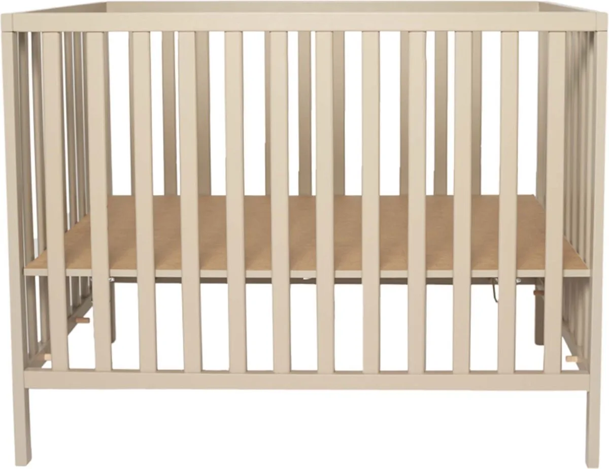 Babybox Sana – In 3 Hoogtes Verstelbare Kinderbox – Stevige Baby Box – Platte Spijlen - 100 x 75 cm – Taupebruin by Prénatal in Natural – product photo