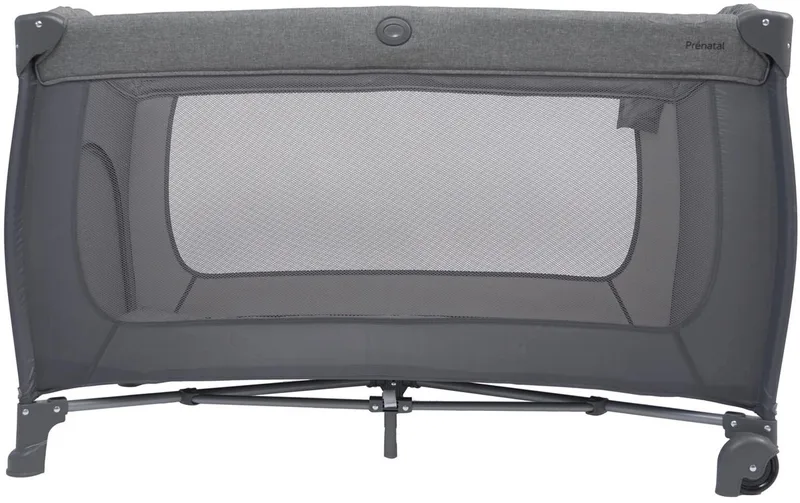 campingbed Beau - Inklapbaar reisbedje - Verstelbare bodemverhoger - Met kruipluik - Voor kindjes van 0-3 jaar - Lichtgrijs Melange - 60 x 120 cm by Prénatal in Grey – product photo