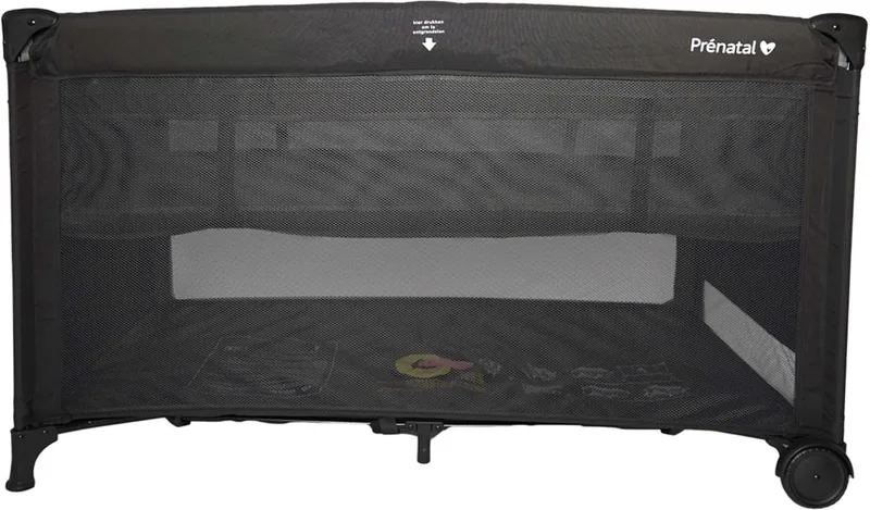 campingbed Sinne - Inklapbaar reisbedje - Met bodemverhoger en kruipluik - Inclusief draagtas - 60 x 120 cm de Prénatal en Noir – photo produit