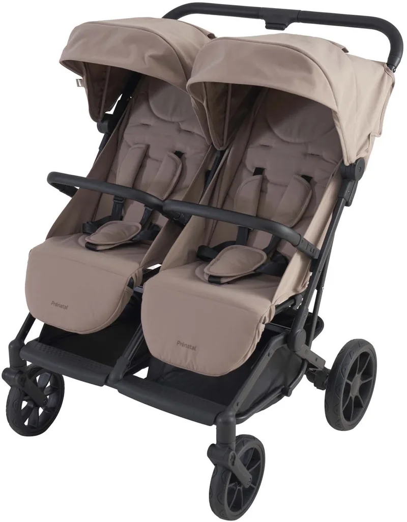 Duo Buggy Emma -Tweeling buggy - Onderweg - Tot 22 kg per zitje - Zand by Prénatal in Beige – product photo