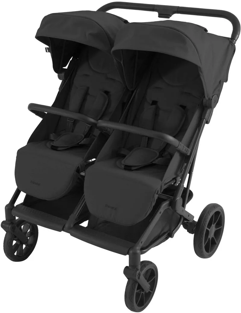 Duo Buggy Emma - Tweelingbuggy - Onderweg - Tot 22 kg per zitje by Prénatal in Black – product photo