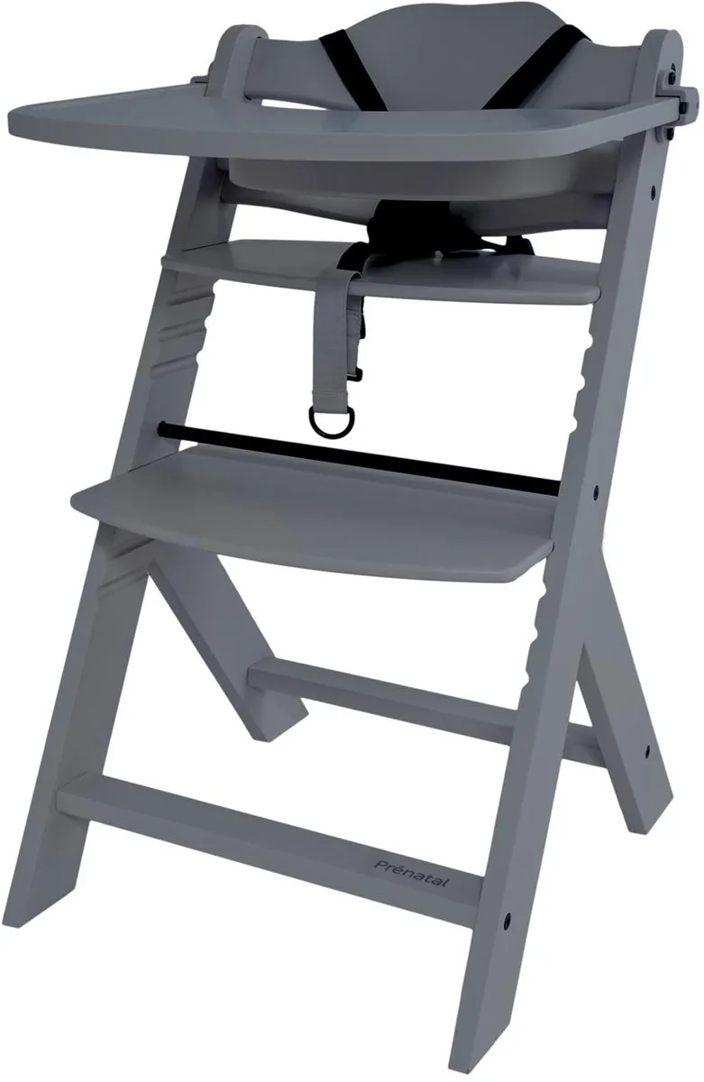 Houten Kinderstoel Evan - Meegroeistoel - Vanaf 6 maanden - Donkergrijs de Prénatal en Anthracite – photo produit