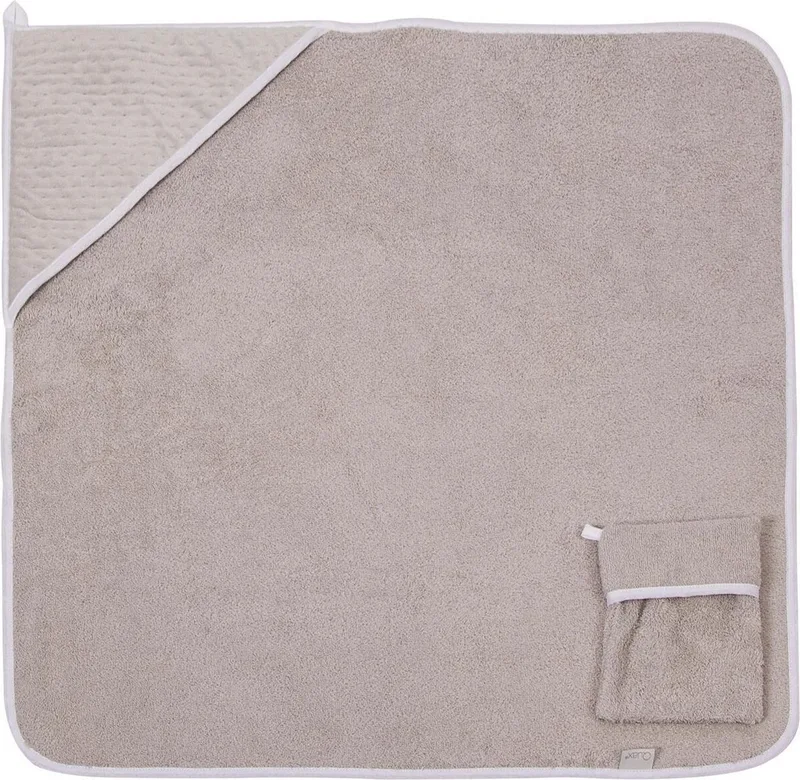 Badcape + Washandje - Dino - 75 X 75 CM van Quax in Beige – productfoto