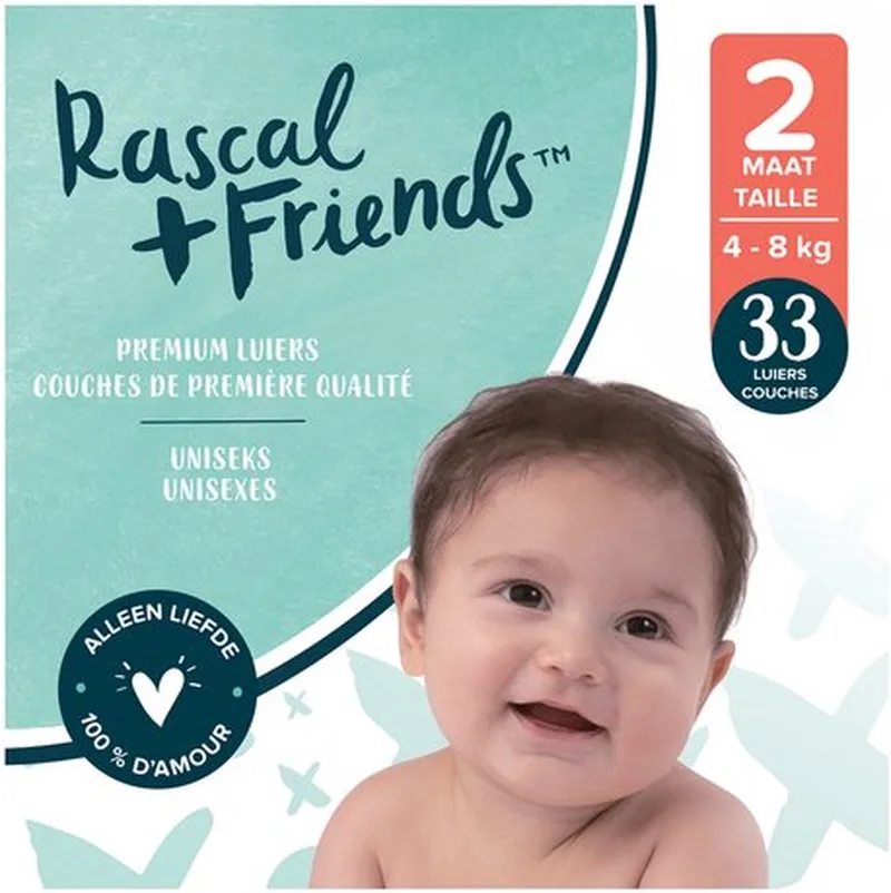 Baby Luiers maat 2, 4-8 kg (33 stuks) by Rascal + Friends – product photo