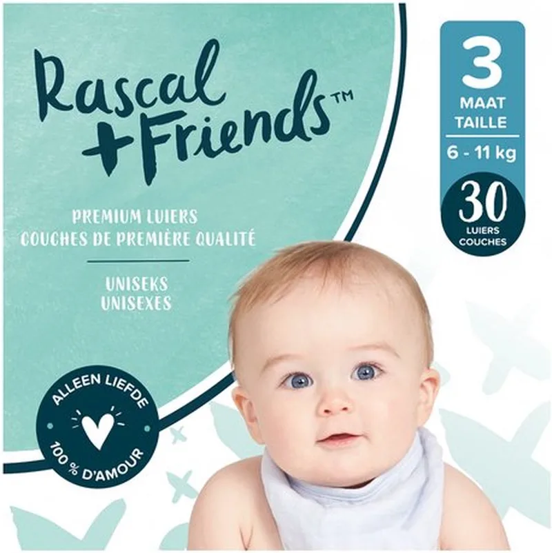 Baby Luiers maat 3, 6-11 kg (30 stuks) by Rascal + Friends – product photo