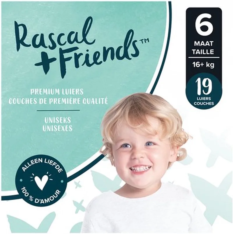 Baby Luiers maat 6, 16+ kg (19stuks) de Rascal + Friends – photo produit