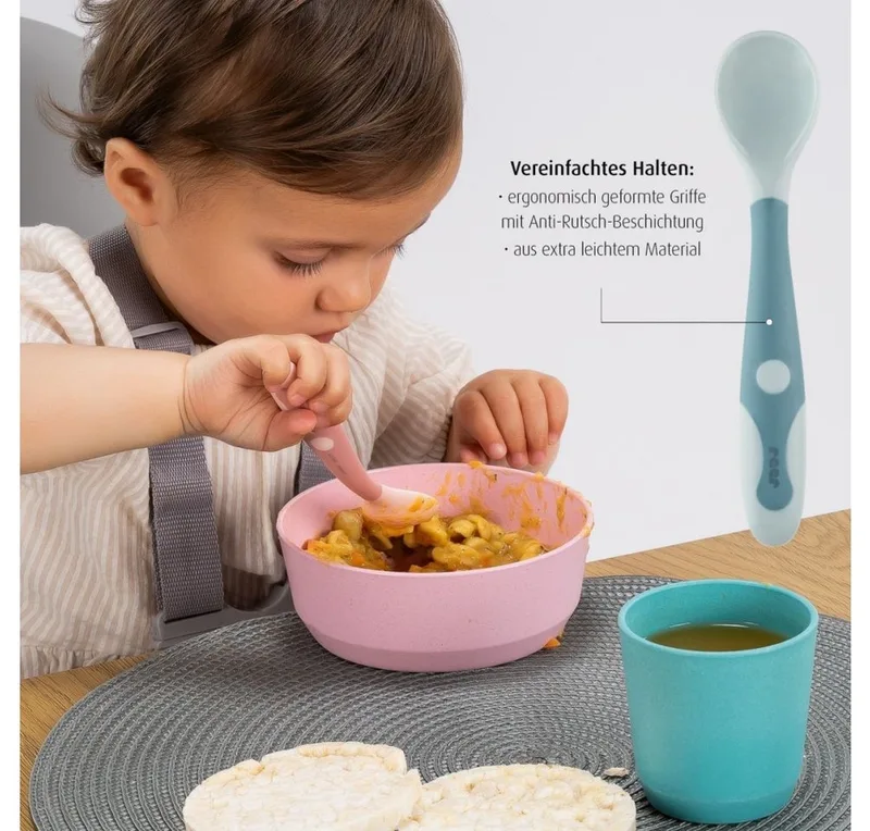 Kinderbesteck Baby Besteckset Biegsam Löffel & Gabel (2-tlg), Kunststoff, 360° biegsam van Reer in Roze – productfoto 3 van 3