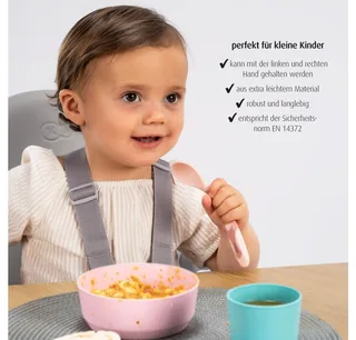 Kinderbesteck Baby Besteckset Biegsam Löffel & Gabel (2-tlg), Kunststoff, 360° biegsam van Reer in Roze – productfoto 2 van 3
