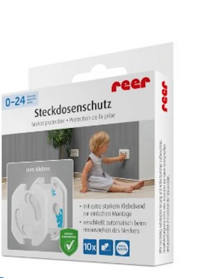 Kindersicherung Kindersicherung Steckdosenschutz zum Kleben, weiss, 20 Stück de Reer en Blanc – photo produit