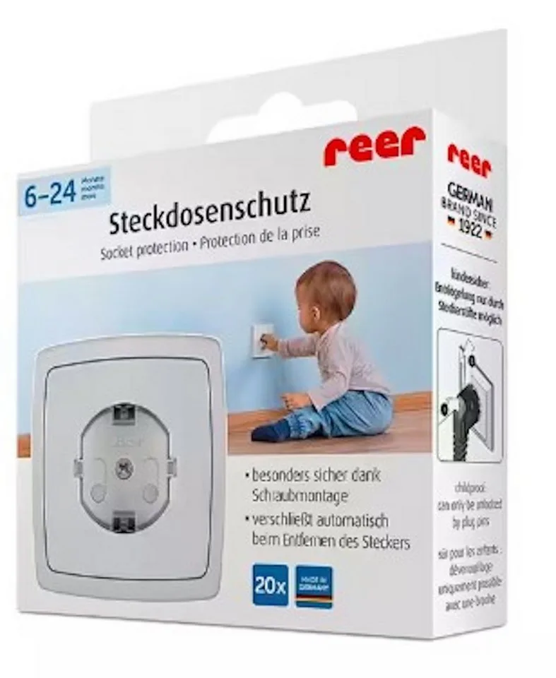 Kindersicherung Steckdosenschutz zum Schrauben, weiss, 20 Stück van Reer in Wit – productfoto