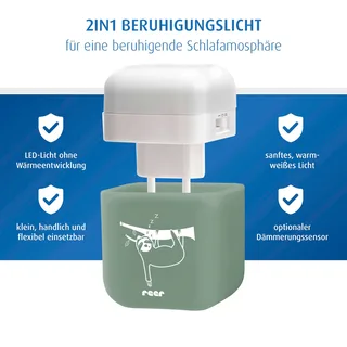 LED-Nachtlicht 2in1 SleepLight van Reer in Groen, 6 × 7,5 mm – productfoto 2 van 3