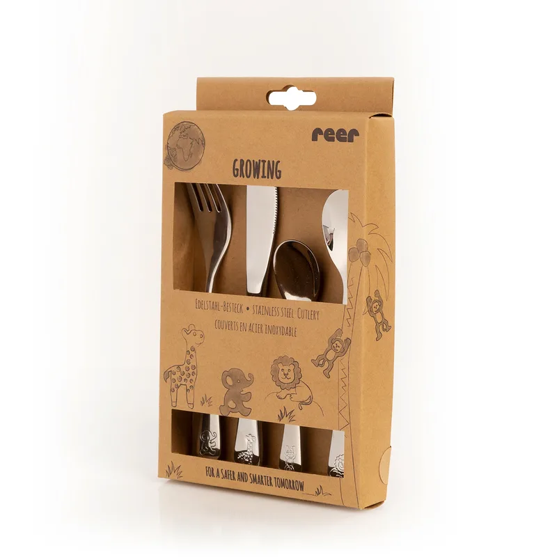 Reer 4-tlg. Edelstahl-Besteck-Set de Reer en Gris, 22,1 × 13,4 × 2,5 mm – photo produit 2 sur 3