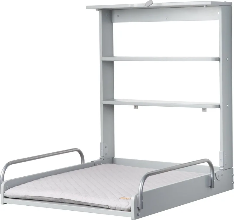 Baby 'roba Style' Opvouwbare Wandplank met Aankleedkussen - Grijs van roba in Taupe – productfoto