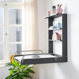 Baby 'roba Style' Opvouwbare Wandplank met Aankleedkussen - Grijs von roba in Anthrazit – Produktfoto 3 von 3