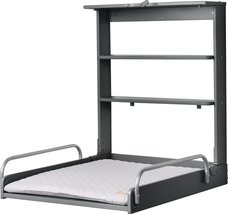 Baby 'roba Style' Opvouwbare Wandplank met Aankleedkussen - Grijs van roba in Antraciet – productfoto