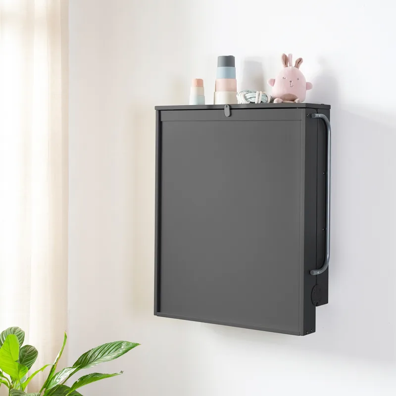 Baby 'roba Style' Opvouwbare Wandplank met Aankleedkussen - Grijs von roba in Anthrazit – Produktfoto 2 von 3
