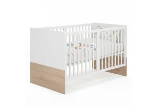 Babybett 70 x 140 cm - verschiedene moderne Designs - aus Holz - mitwachsend, praktisches Gitterbett - Baby Bett ab Geburt - höhenverstellbar by roba in White – product photo 1 of 5