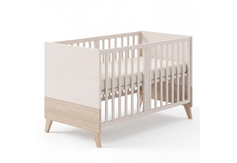 Babybett 70 x 140 cm - verschiedene moderne Designs - aus Holz - mitwachsend, praktisches Gitterbett - Baby Bett ab Geburt - höhenverstellbar fra roba i Gelb – produktbillede