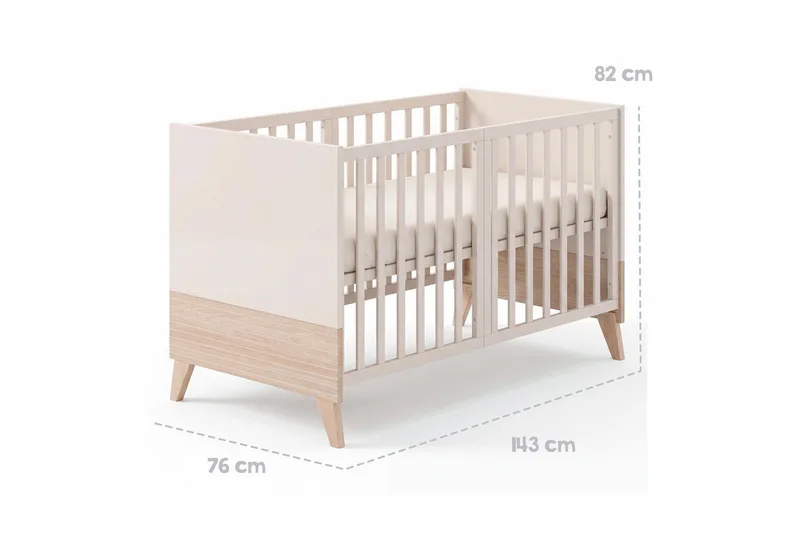 Babybett 70 x 140 cm - verschiedene moderne Designs - aus Holz - mitwachsend, praktisches Gitterbett - Baby Bett ab Geburt - höhenverstellbar von roba in Gelb – Produktfoto 4 von 5