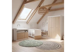 Babybett 70 x 140 cm - verschiedene moderne Designs - aus Holz - mitwachsend, praktisches Gitterbett - Baby Bett ab Geburt - höhenverstellbar by roba in White – product photo 3 of 5