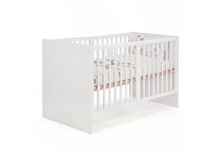 Babybett 70 x 140 cm - verschiedene moderne Designs - aus Holz - mitwachsend, praktisches Gitterbett - Baby Bett ab Geburt - höhenverstellbar von roba in Weiß – Produktfoto 1 von 5
