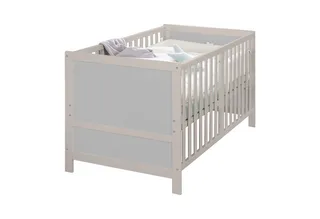 Babybett EASY SLEEP 70 x 140 cm - umbaubar zum Juniorbett - Gitterbett Baby, 3 Schlupfsprossen, 3-fach höhenverstellbar - aus Holz - Natur von roba in Grau – Produktfoto 1 von 5