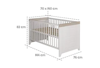 Babybett Felicia, Gitterbett höhenverstellbar - Umbaubar zum Juniorbett by roba in White – product photo 5 of 5