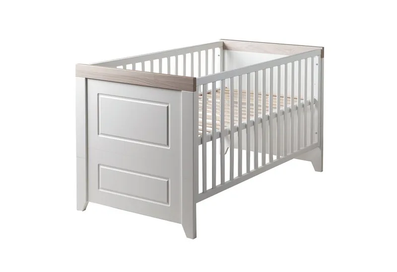 Babybett Felicia, Gitterbett höhenverstellbar - Umbaubar zum Juniorbett by roba in White – product photo 1 of 5