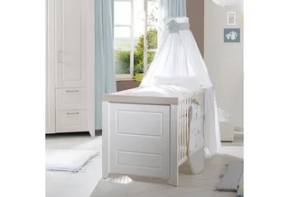 Babybett Felicia, Gitterbett höhenverstellbar - Umbaubar zum Juniorbett by roba in White – product photo 2 of 5