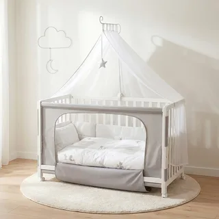 Babybett Fox & Bunny 60x120 cm von roba in Weiß, 126 × 66 × 79,5 mm – Produktfoto 1 von 2