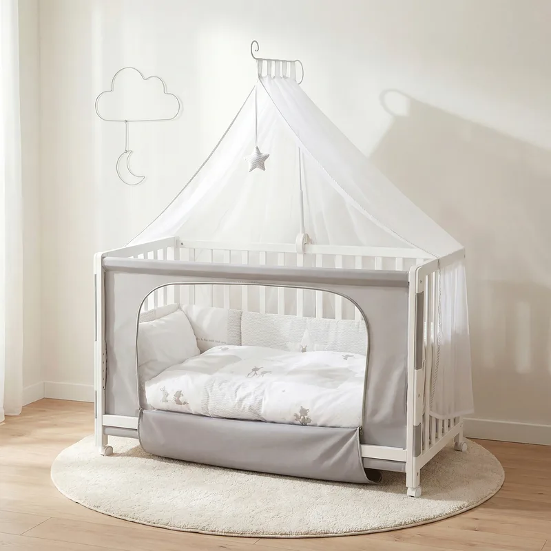 Babybett Fox & Bunny 60x120 cm von roba in Weiß, 126 × 66 × 79,5 mm – Produktfoto 1 von 2