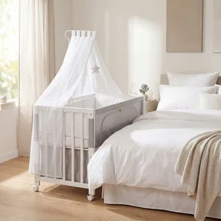Babybett Fox & Bunny 60x120 cm von roba in Weiß, 126 × 66 × 79,5 mm – Produktfoto 2 von 2