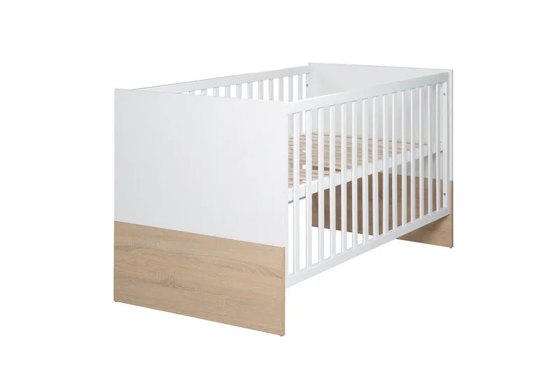 Babybett Gabriella 70 x 140 cm, Gitterbett höhenverstellbar, umbaubar zum Juniorbett van roba in Weiß – productfoto