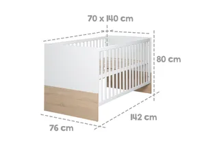 Babybett Gabriella 70 x 140 cm, Gitterbett höhenverstellbar, umbaubar zum Juniorbett by roba in White – product photo 4 of 4