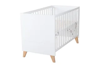 Babybett Leon 60 x 120 cm aus stabilem Holz - Othello Eiche - Gitterbett, Beistellbett - 6-fach höhenverstellbar, Schlupfsprossen - Baby Bett von roba in Weiß – Produktfoto 1 von 4