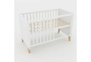 Babybett Leon 60 x 120 cm aus stabilem Holz - Othello Eiche - Gitterbett, Beistellbett - 6-fach höhenverstellbar, Schlupfsprossen - Baby Bett von roba in Weiß – Produktfoto 2 von 4