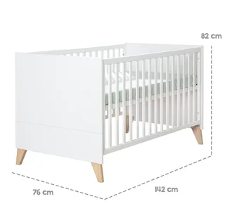 Babybett Leon - Babybett mit 3 Schlupfsprossen & 3-fach höhenverstellbar, Höhenverstellbar - Schlupfsprossen - Umbaubar zum Juniorbett by roba in White – product photo 5 of 5