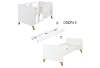 Babybett Ole 70 x 140 cm aus Holz - Weiß lackiert - Füße aus Massivholz, 3-fach Höhenverstellbar, 3 Schlupfsprossen, umbaubares Gitterbett by roba – product photo 3 of 4