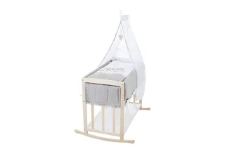 Babybett Stubenbett 4 in 1 - Holz natur - inkl. Matratze & kompletten Textilien, verwendbar als Beistellbett, Wiege (mit Kufen), Bettchen und Bank von roba in Beige – Produktfoto 1 von 5
