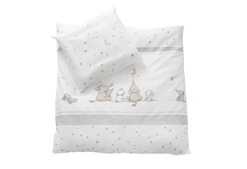 Babybettwäsche Wiegenset, 2 teilig, 2-teilige Wiegenbettwäsche von roba in Grau – Produktfoto 2 von 5