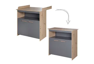 Babymöbel-Set Anna - aus Holz - in Anthrazit mit Dekor Kent Eiche - moderne Optik, (2-teilig), Baby- & Beistellbett 60x120 cm & Wickelkommode - Anthrazit /Holzdekor von roba in Grau – Produktfoto 5 von 5