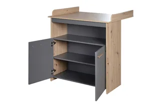 Babymöbel-Set Anna - aus Holz - in Anthrazit mit Dekor Kent Eiche - moderne Optik, (2-teilig), Baby- & Beistellbett 60x120 cm & Wickelkommode - Anthrazit /Holzdekor von roba in Grau – Produktfoto 4 von 5