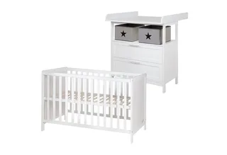 Babymöbel-Set Hamburg 2-teilig, (2-tlg), Beistellbett & schmale Wickelkommode von roba in Weiß – Produktfoto 1 von 5