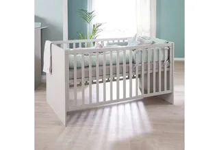 Babymöbel-Set Lea - modernes schlichtes Babyzimmer Set aus Holz, (2-teiliges Set, Wickelkommode & Babybett 70 x 140 cm höhenverstellbar, Schlupfsprossen), Modernes Kinderzimmer mit Griffen aus Massivholz- Beige by roba in Grey – product photo 3 of 5